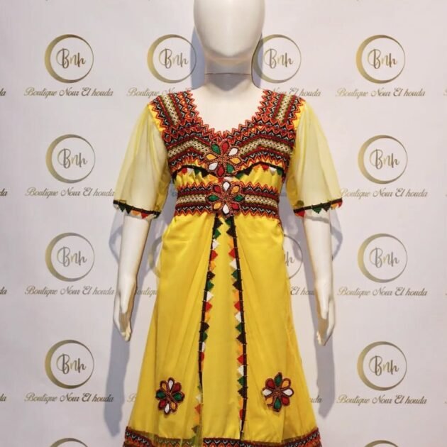 جبة قبايل بنات لون أصفر