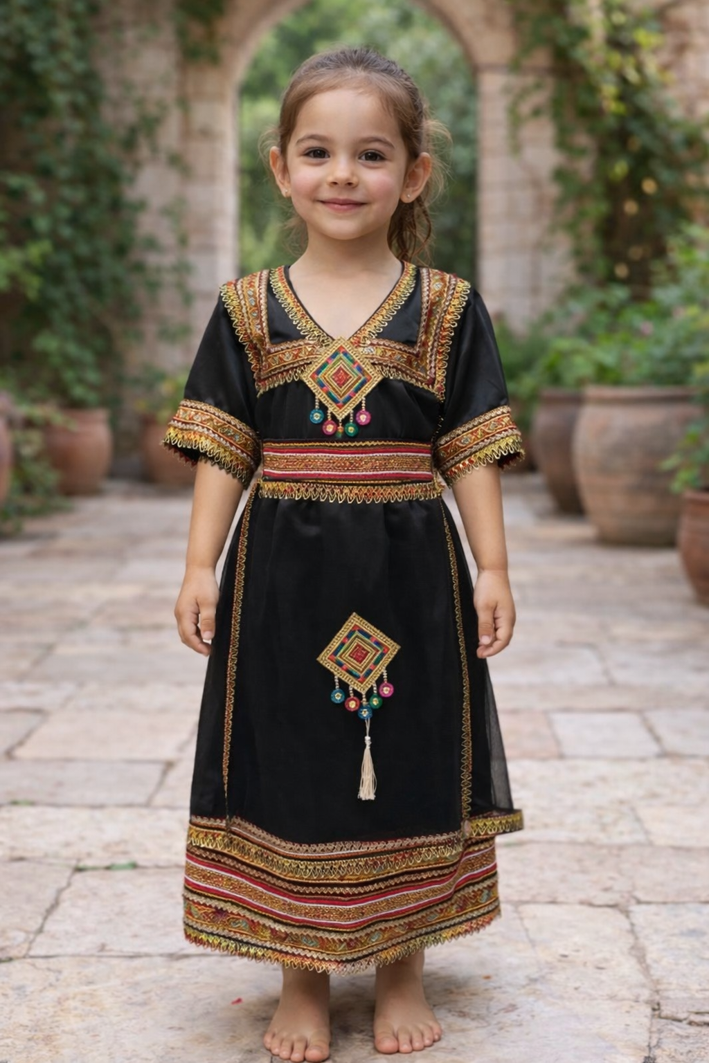 جبة قبايل بنات لون اسود من 4 سنوات ل 14 سنة