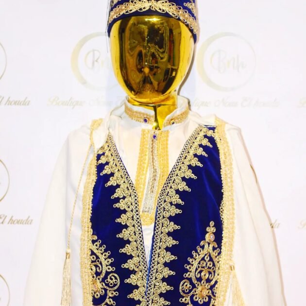 لبسة عاصمي بالبرنوس اللون ازرق بالذهبي