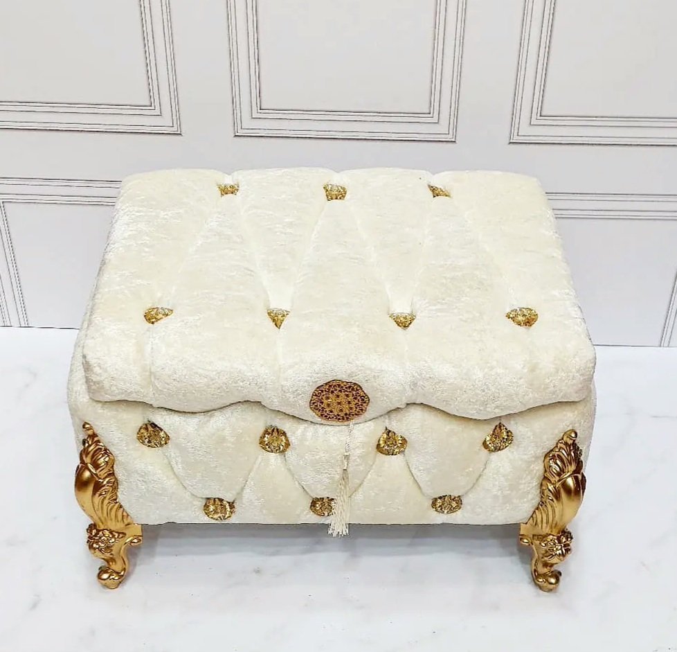 طبق حنة موديل كوفر اللون ابيض بالذهبي دوزان مغلفين بالقطيفة - الصورة 2