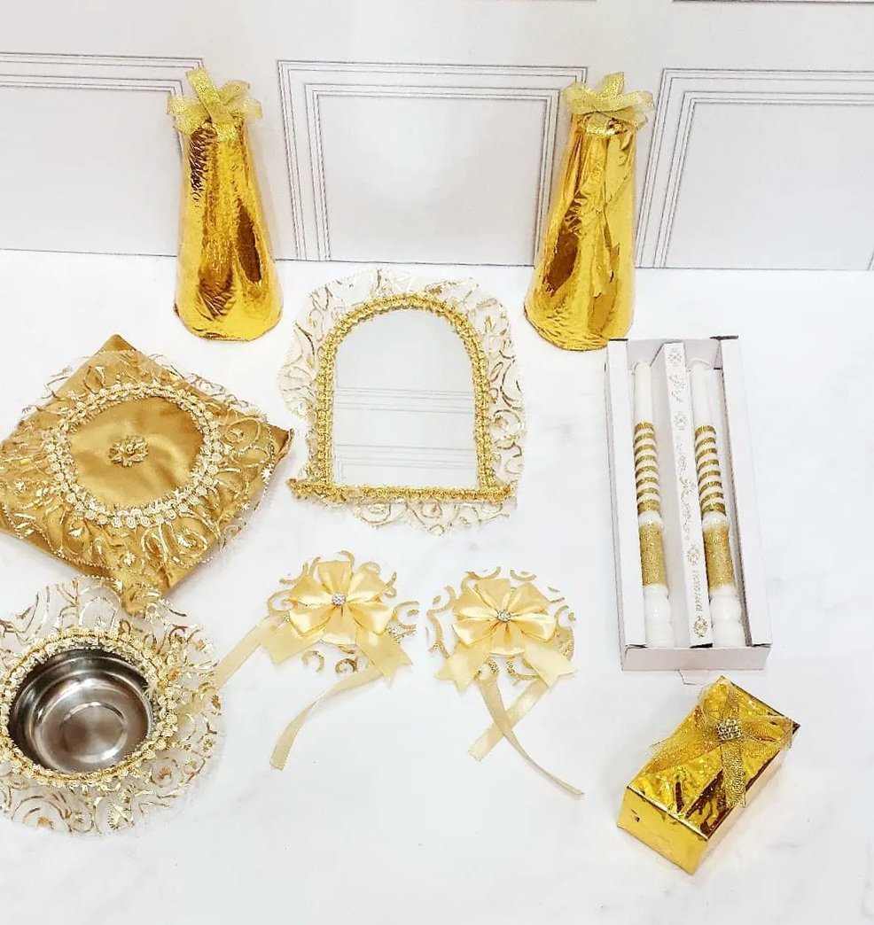 طبق حنة موديل طيفور اللون Beige بالذهبي - الصورة 2