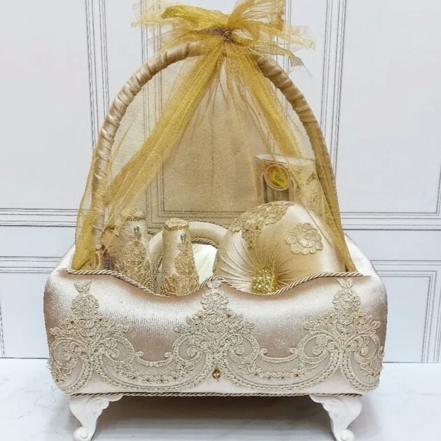 طبق حنة موديل سلة اللون cappuccino دوزان مغلفين بالقطيفة