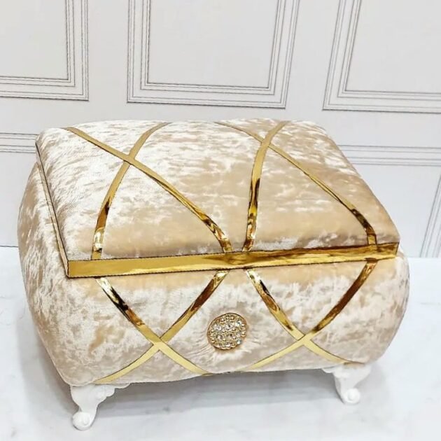 طبق حنة موديل كوفر اللون Beige بالذهبي دوزان سامبل