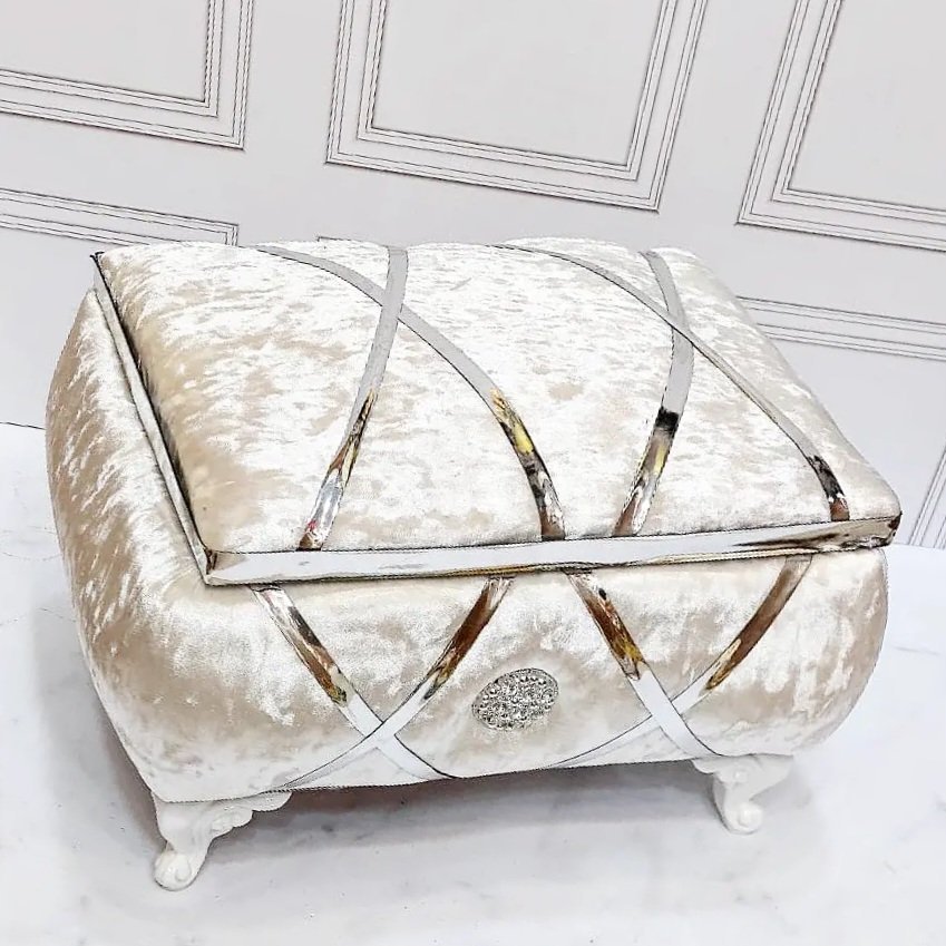 طبق حنة موديل كوفر اللون ابيض بالفضي دوزان سامبل