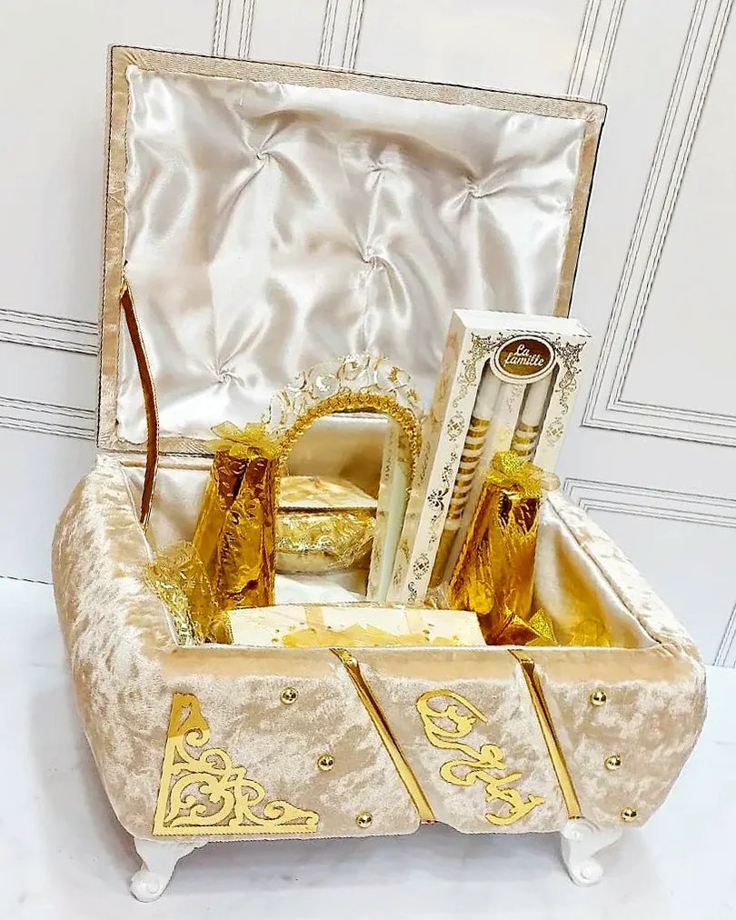 طبق حنة موديل كوفر اللون Beige بالذهبي دوزان سامبل - الصورة 2