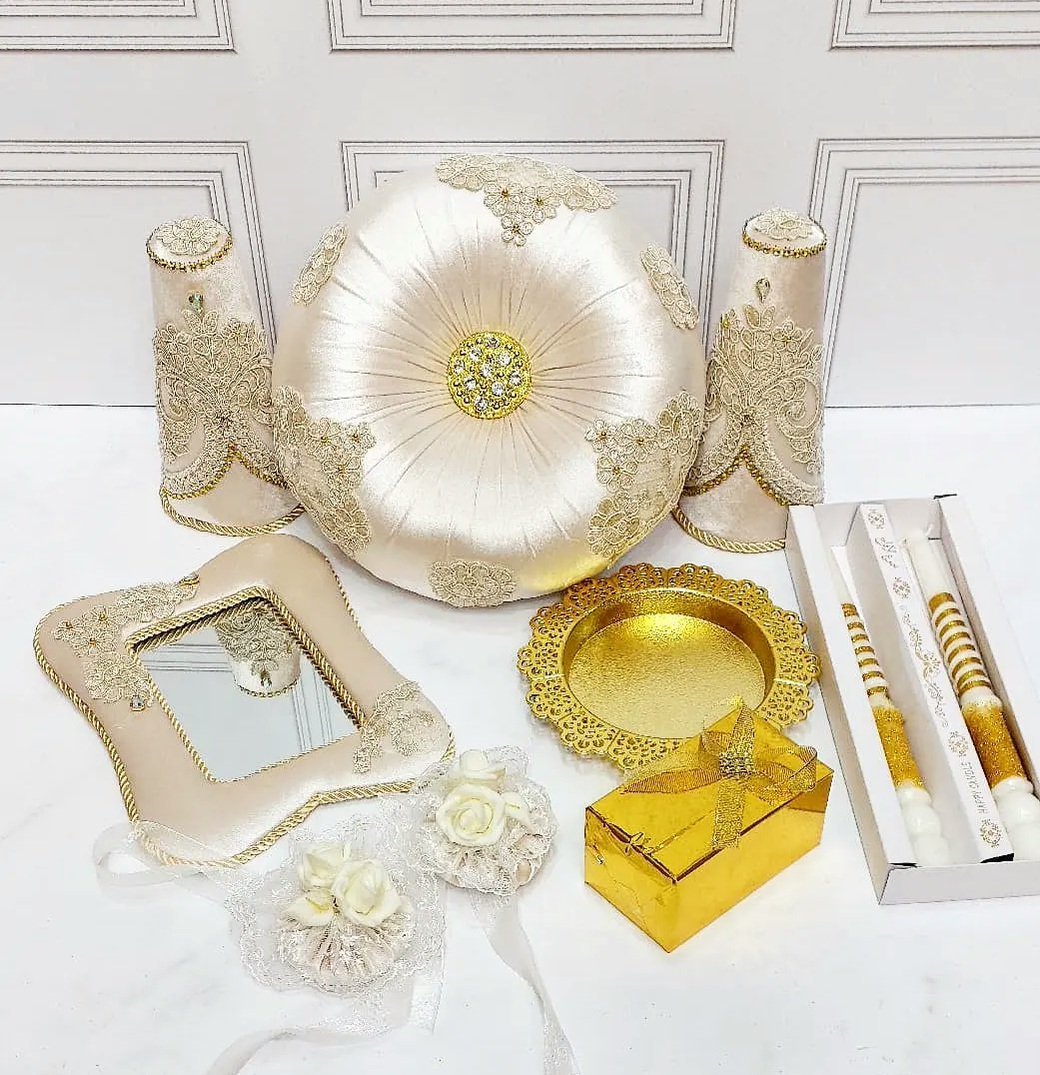 طبق حنة موديل سلة اللون cappuccino دوزان مغلفين بالقطيفة - الصورة 2