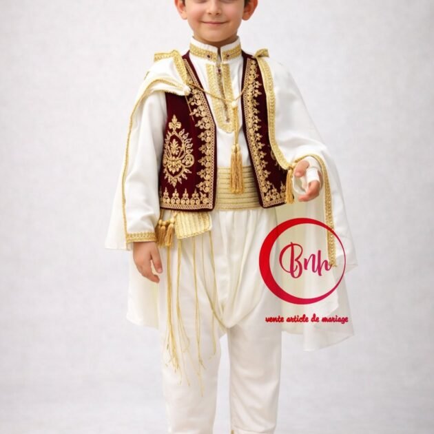 عاصمي بالبرنوس اللون ڨرونة بالذهبي من 3أشهر ل 6 سنوات