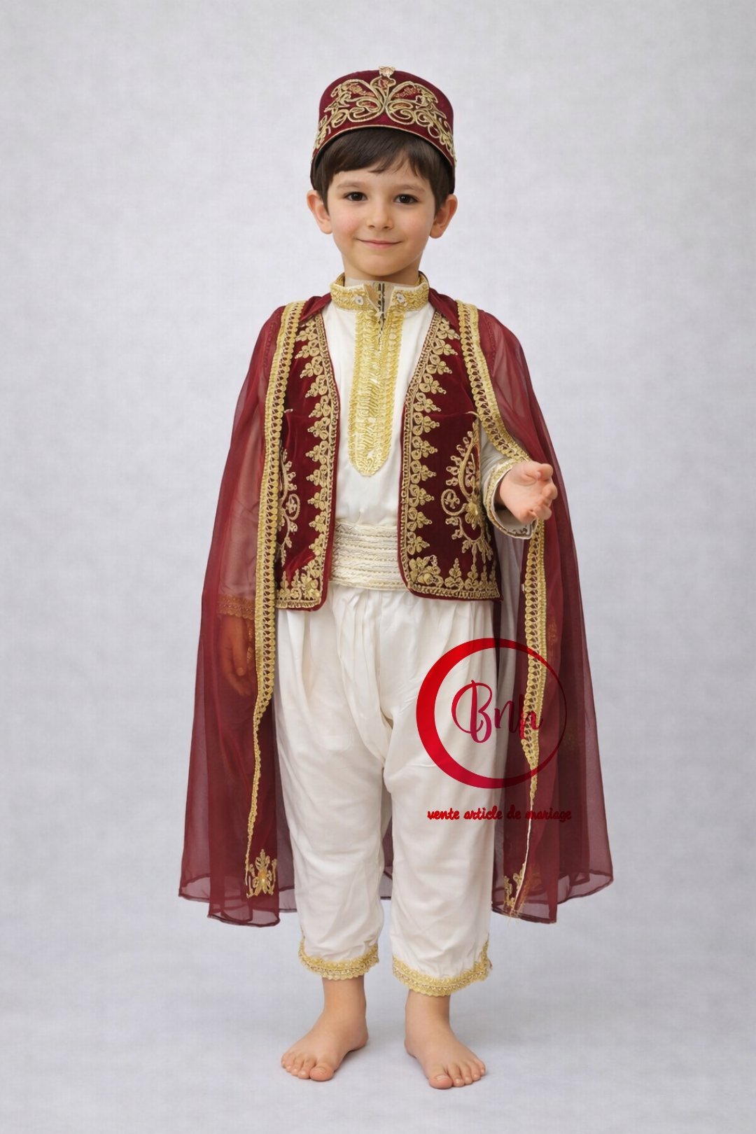لبسة اولاد عاصمي بالبرنوس اللون ڨرونة بالذهبي من عامين ل 6 سنوات