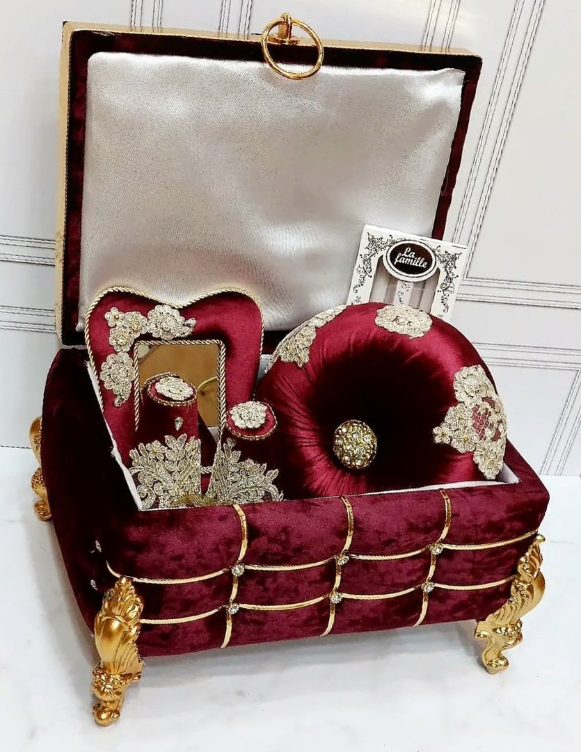 طبق حنة luxe دوزان مغلفين بالقطيفة متكون من 9 قطع