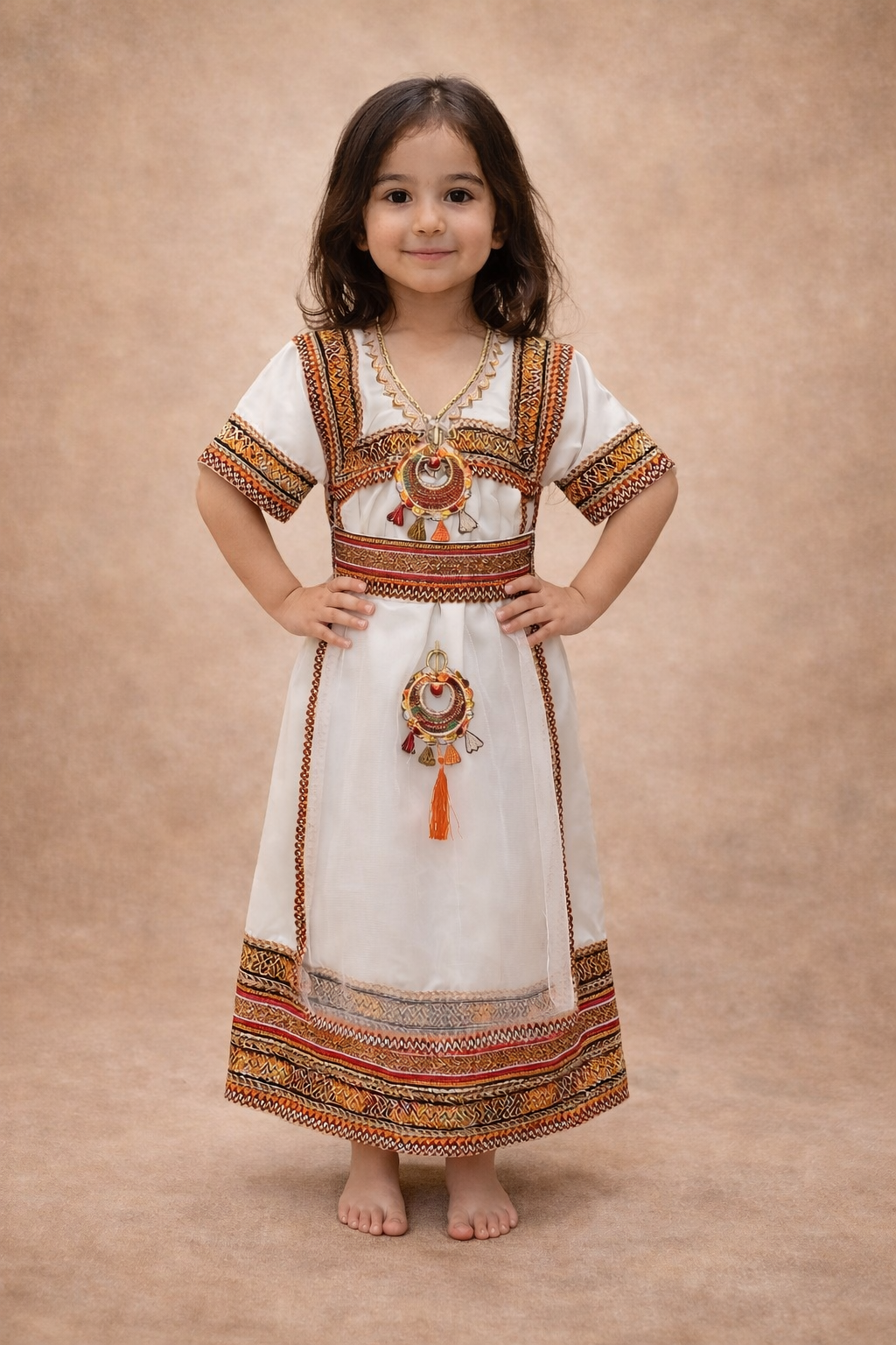 جبة قبايل blanc cassé من 4 سنوات ل 14 سنة