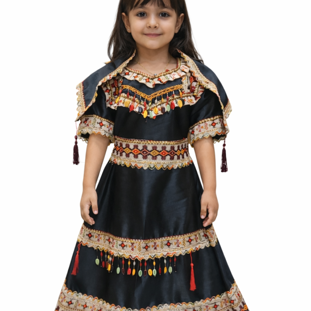 جبة قبايل موديل جديد ب écharpe في نوار من عامين ل 12 سنة